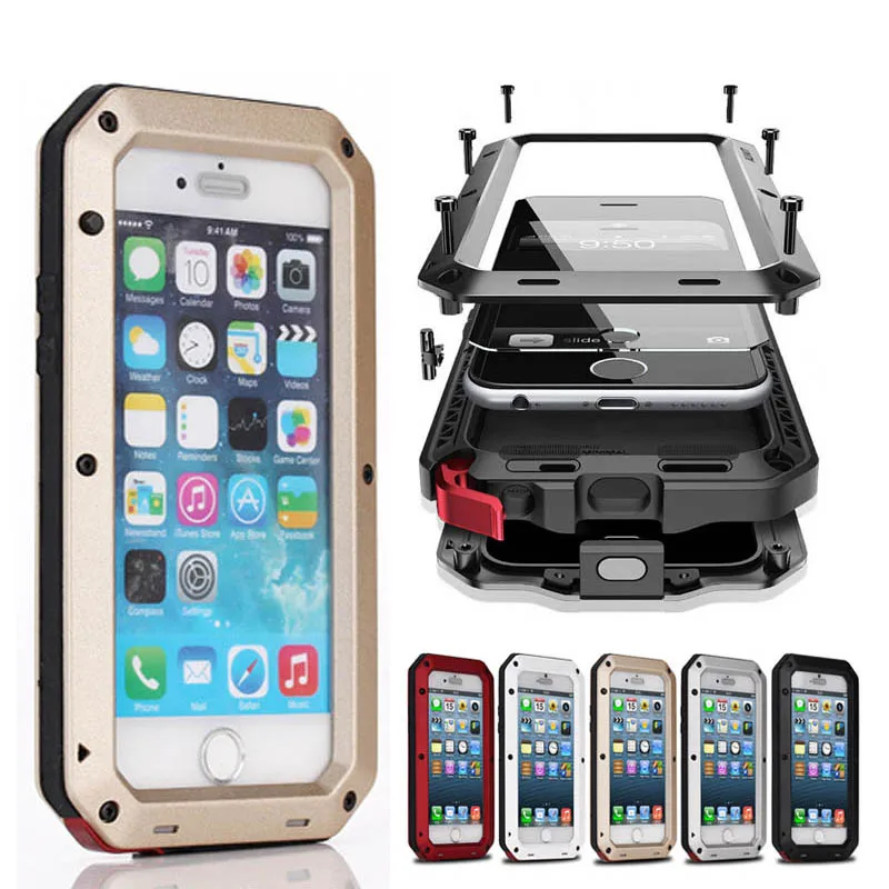Luxury Dirt Shockproof Waterproof Case Heavy Duty Armor Aluminum Metal Cover for iphone 6 Plus 6S