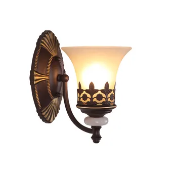 

Iron Pipe Vintage Wall Lamps Bedroom Bedside Stair Loft style Sconce White Glass Lampshade Decor Wall Light For Home luminaire