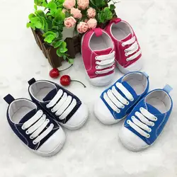 Новый Младенческая малышей спортивные Спортивная обувь на мягкой подошве против скольжения для новорожденных Холст Обувь для младенцев