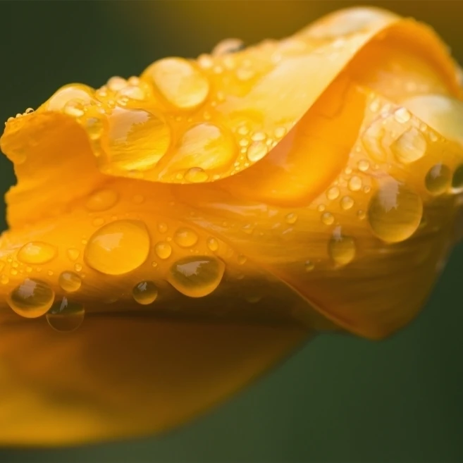 Raindrops gather on a California Poppy (Eschscholzia californica); Astoria  Oregon  United States of America (19 x 12)