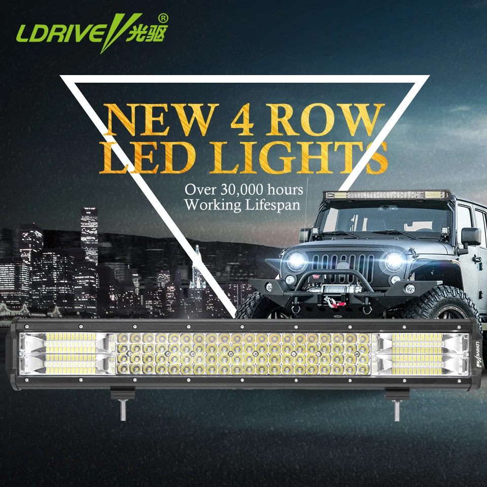 

LDRIVE 20" 384W 4 Row LED Bar 4X4 4WD Trains Boat ATV UTV UTB Boat SUV Driving Fog Light For Jeep Wrangler Land Cruiser 12V 24V