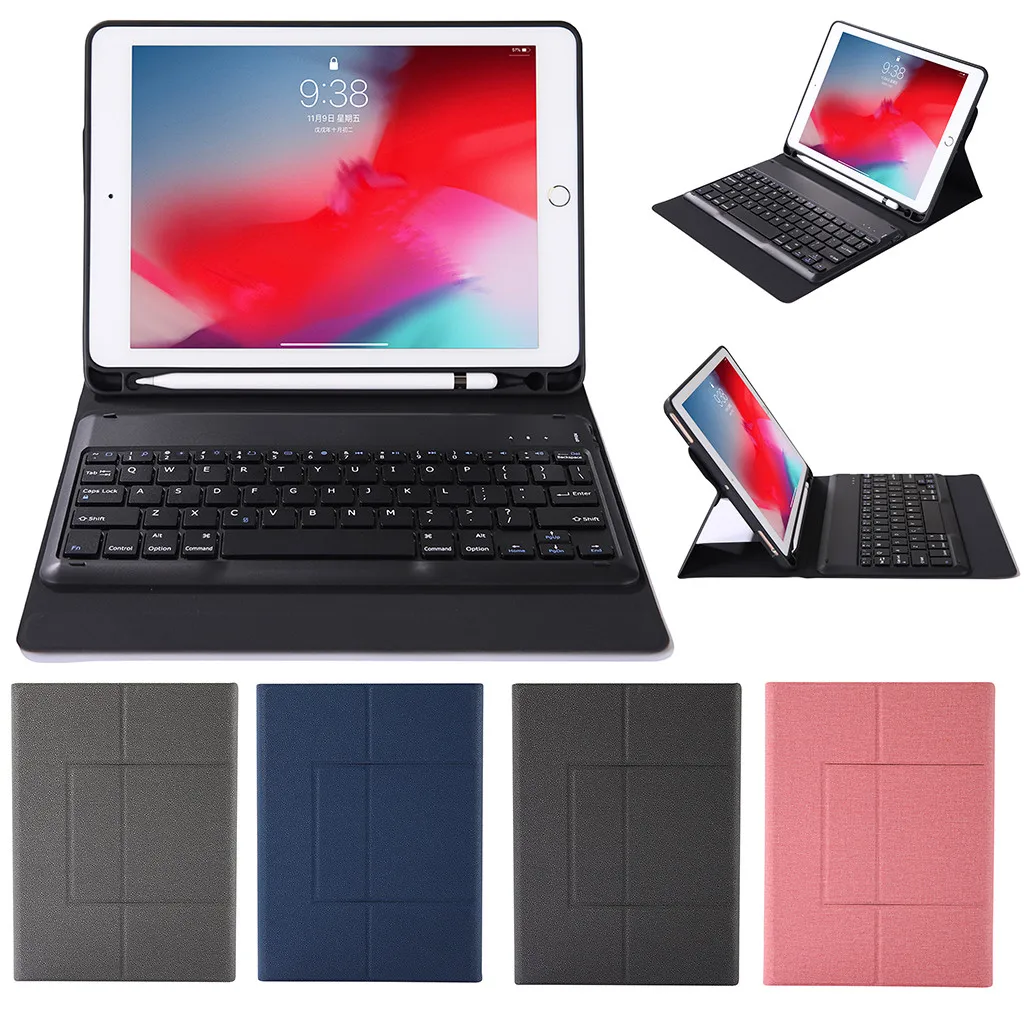 

ZELOTES Detachable Wireless Bluetooth Keyboards For iPad Air&Air2&pro 9.7Inch Tablet Keyboard+Pen Slot Case Cover high Quality N