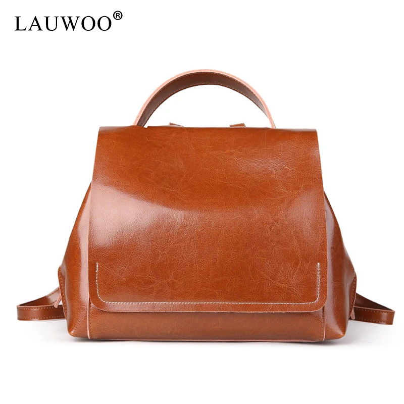 New 2017 Fashion Vintage Brown Oil Wax women Backpack Female Cow Split