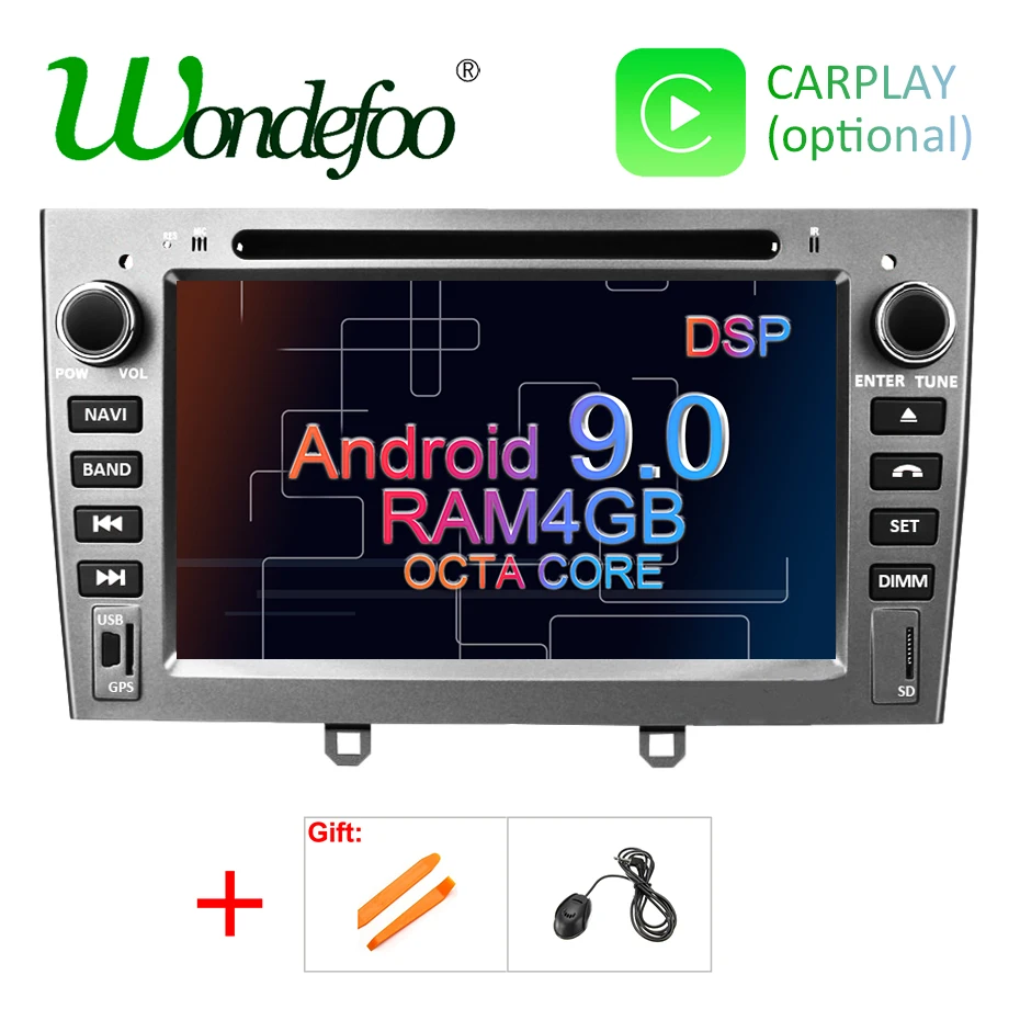 

DSP 4G Android 9.0 2 DIN Car DVD Player for Peugeot 408 308 308SW GPS Navigation Stereo Radio Multimedia HD Screen AV Output PC
