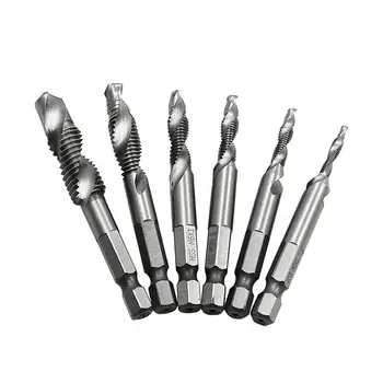 

Hex Shank Twist Drill Bits Hand Tap HSS Screw Thread Plug Drill Bits M3-M10 Woodworking Hole Saw Cutter Drilling Tools