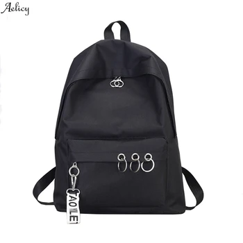 

New Zipper Patchwork High Quality Mini Solid Women's Fashion Ring Decoration Shoulder Bookbags Satchel Travel Backpack 2019