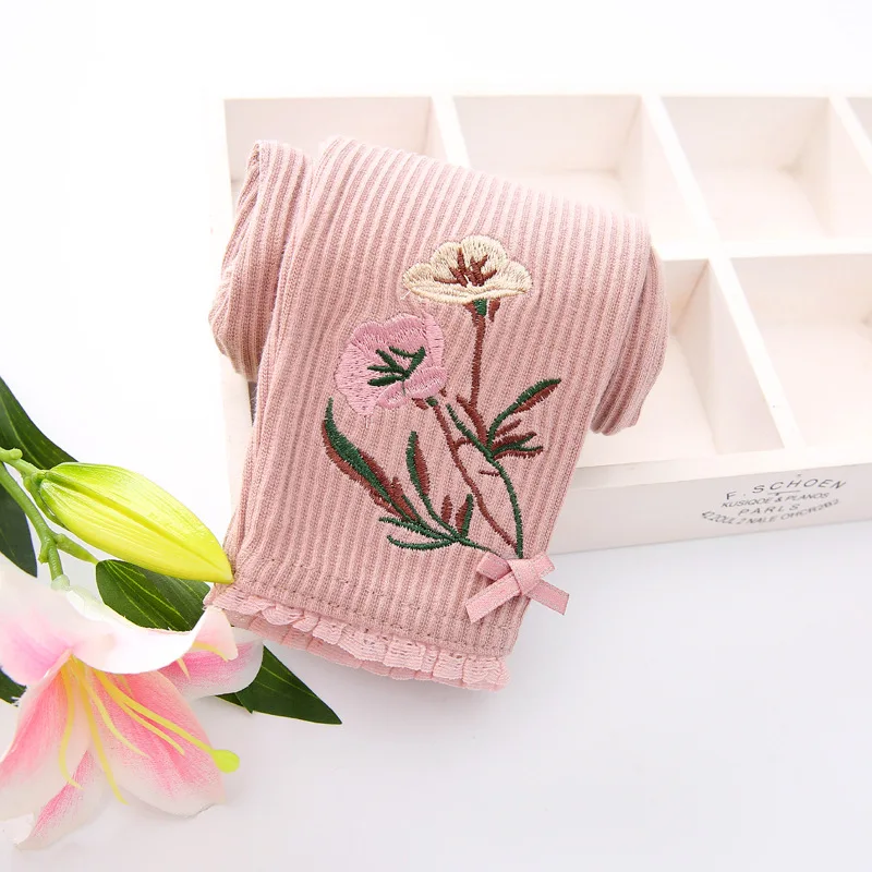Fashion Girls Leggings Ruffles Lace Cotton Leggings For Girls Solid Embroidery Baby Pants Flower Bow Legging Baby Girl Clothing  (18)
