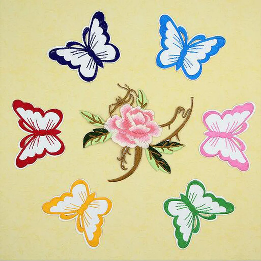 

Fabric Embroidered Flower Butterfly Patch Cap Clothes Stickers Bag Sew Iron Applique DIY Apparel Sewing Clothing Accessories B71