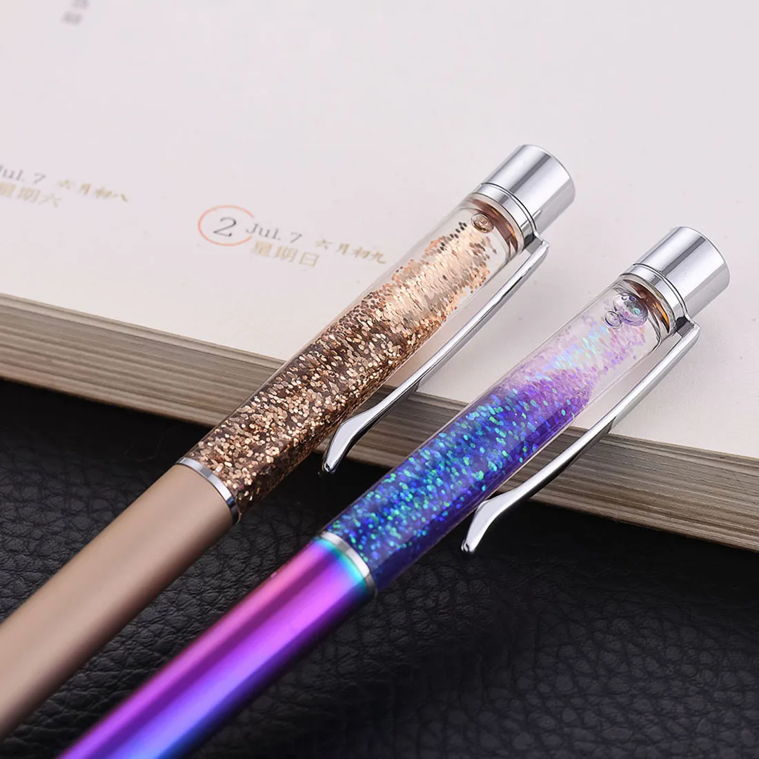 

FangNymph Gold foil Metal Creatively 1.0mm Ballpoint flow Oil Crystal Copper colorful high-grade Gold Powder quicksand pen
