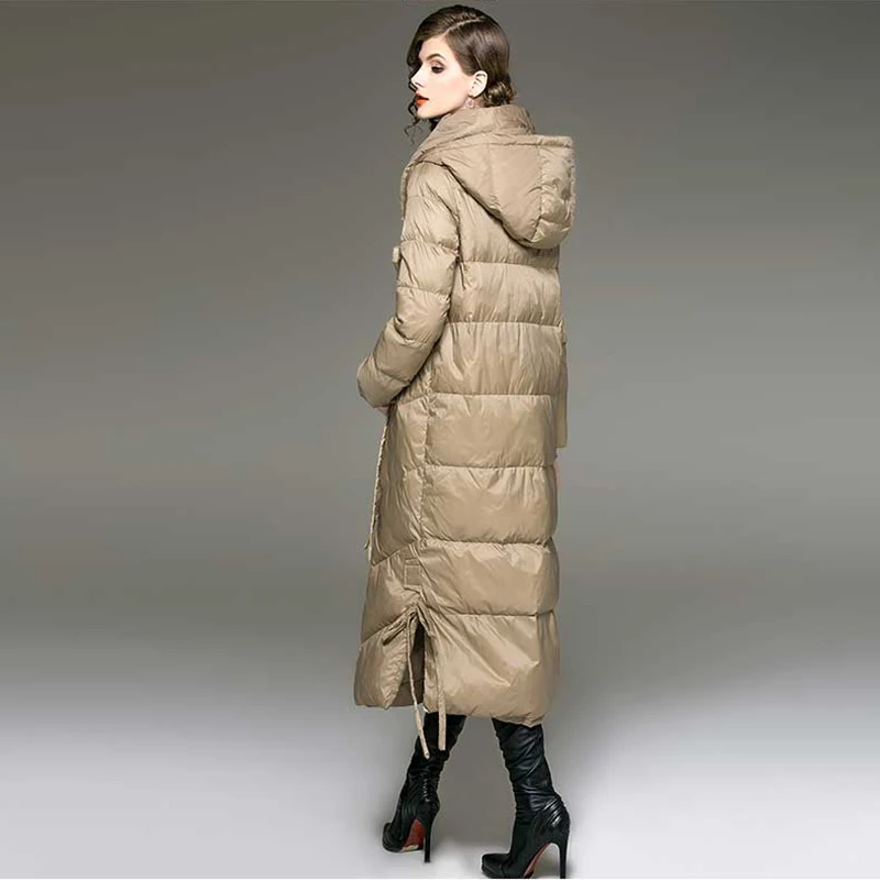 Best Autumn Winter New Ultra long Down Jacket Women Warm Hooded parkas Fashion Belt Female Elegant Casual Champagne Outwear Coat N681 9 Best Autumn Winter New Ultra long Down Jacket Women Warm Hooded parkas Fashion Belt Female Elegant Casual Champagne Outwear Coat N681 9