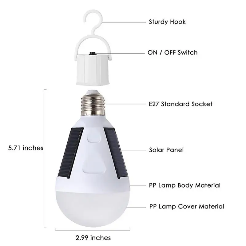 Перезаряжаемые светодиодный лампы E27 светодиодный Солнечная светодиодные лампы 7 Вт 12 Вт 85 В постоянного тока-265 V чрезвычайная ситуация вне дома солнечные лампы кемпинг Пеший Туризм Рыбалка светильник