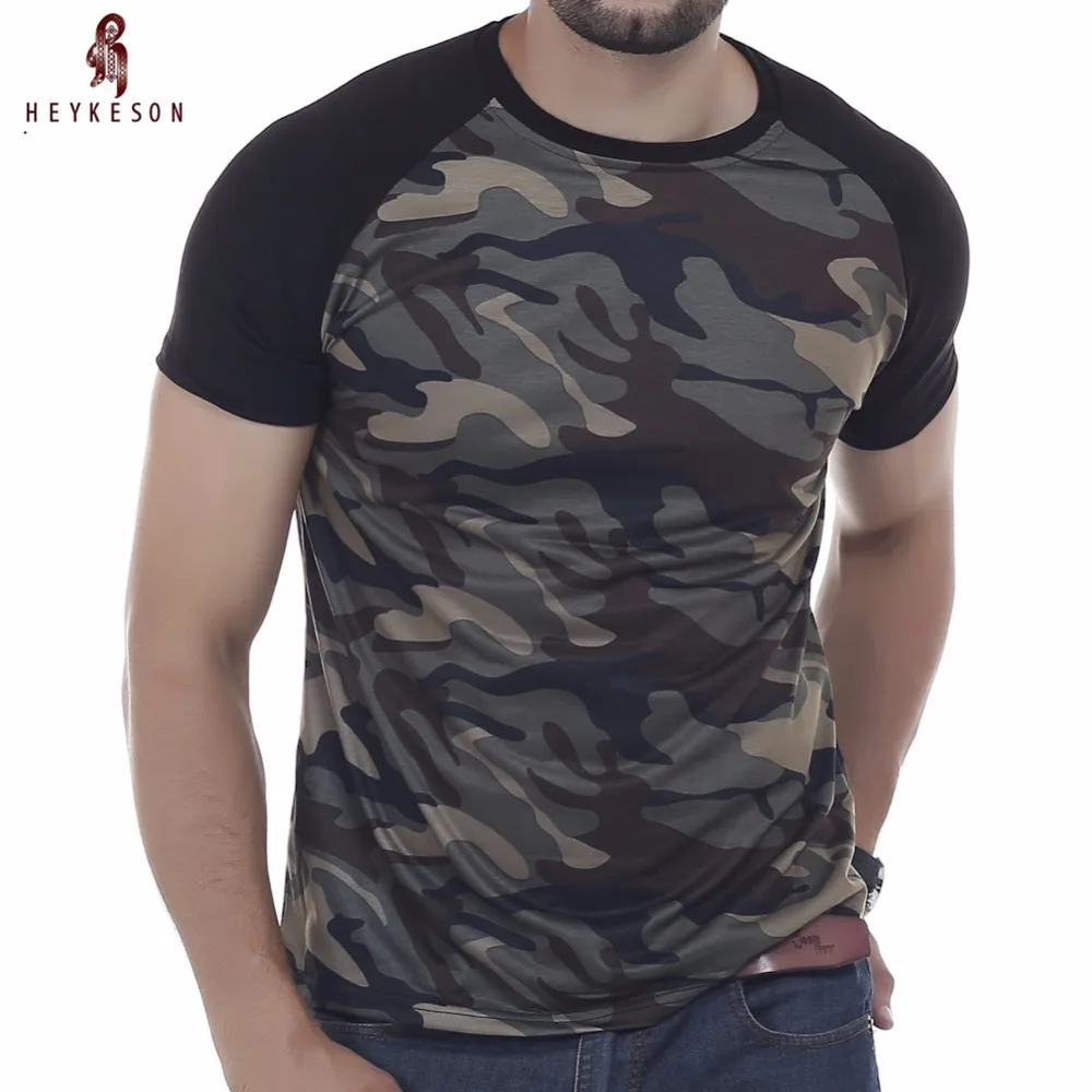 

HEYKESON Brand Men'S T Shirt 2018 Summer Military Camouflage Fashion O-Neck Short-Sleeved Tees Male T-Shirt Slim Male Tops DD01
