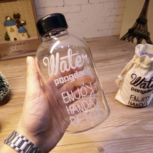 1000 мл модная ароматическая большая бутылка для воды с мешком, бутылка для воды для детей, вместительная, портативная, без бисфенола, полипропилен, пластиковая, спортивная - Цвет: 600ml-glass
