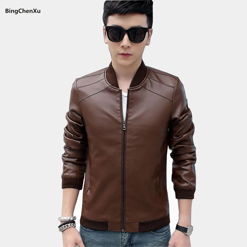 

Men Fashion Leather Jacket 2018 New Arrival Brand Male Motorcycle Leather Jackets High Quality Slim PU Jakets Coat for Men 1058