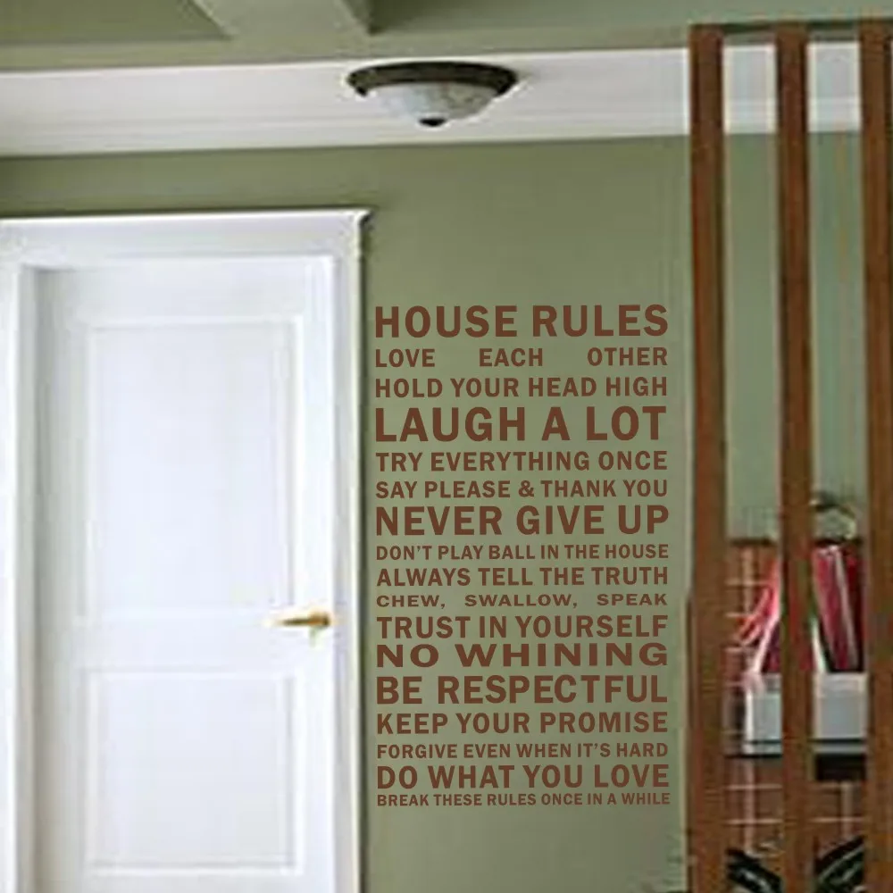 House Rules Family Wall Stickers Wall Decals Quotes Vinyl Mural Poster