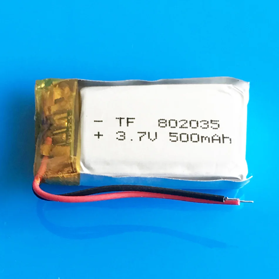

3.7V 500mAh 802035 li ion rechargeable battery polymer lithium for MP3 MP4 GPS DVD PSP bluetooth recorder e-book camera