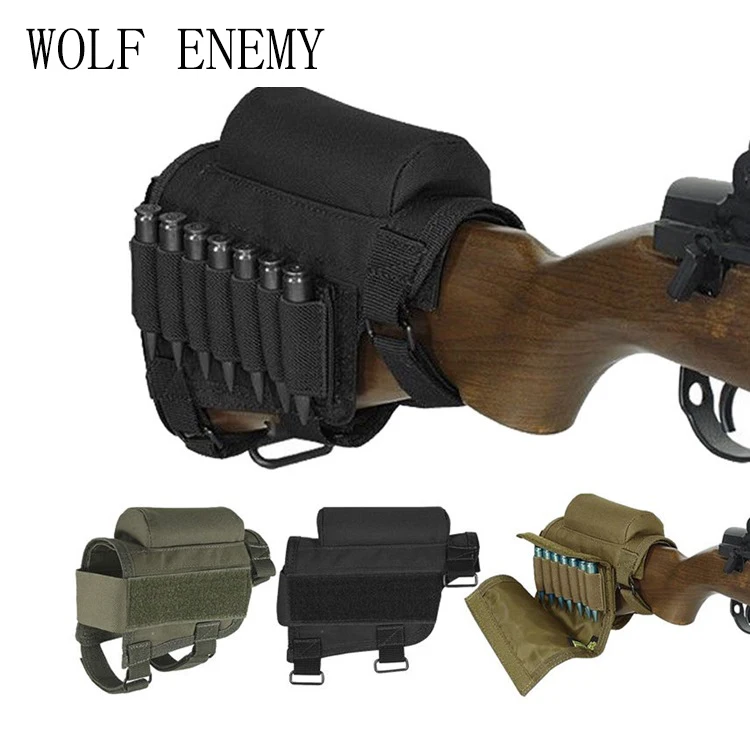 

Portable Adjustable Tactical Buttstock Rifle Cheek Rest Pouch Holder with Ammo Carrier Case Rifle Ammo Round Cartridge Bag