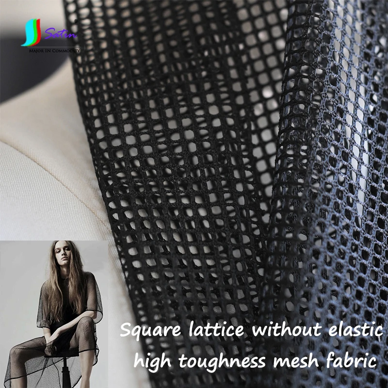 Летняя черная, белая, квадратная решетка, не эластичная, высокая прочность, большое отверстие, сетчатая ткань, перспективная сумка, одежда, юбка, ткань A0305F
