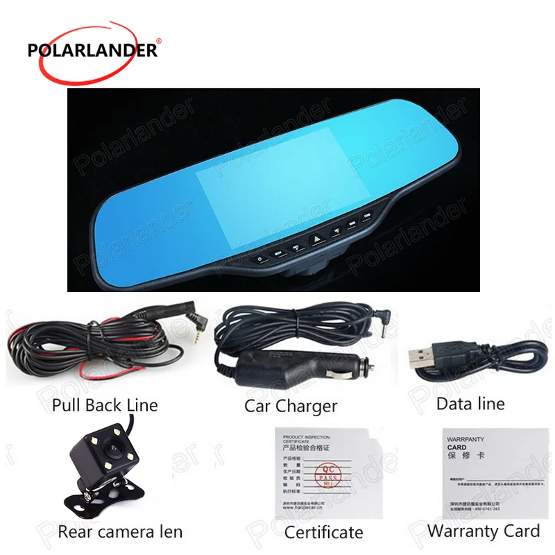 Dual Lens car Video Recorder for Vehicles Front and Rear Dvr 4.3 Inch