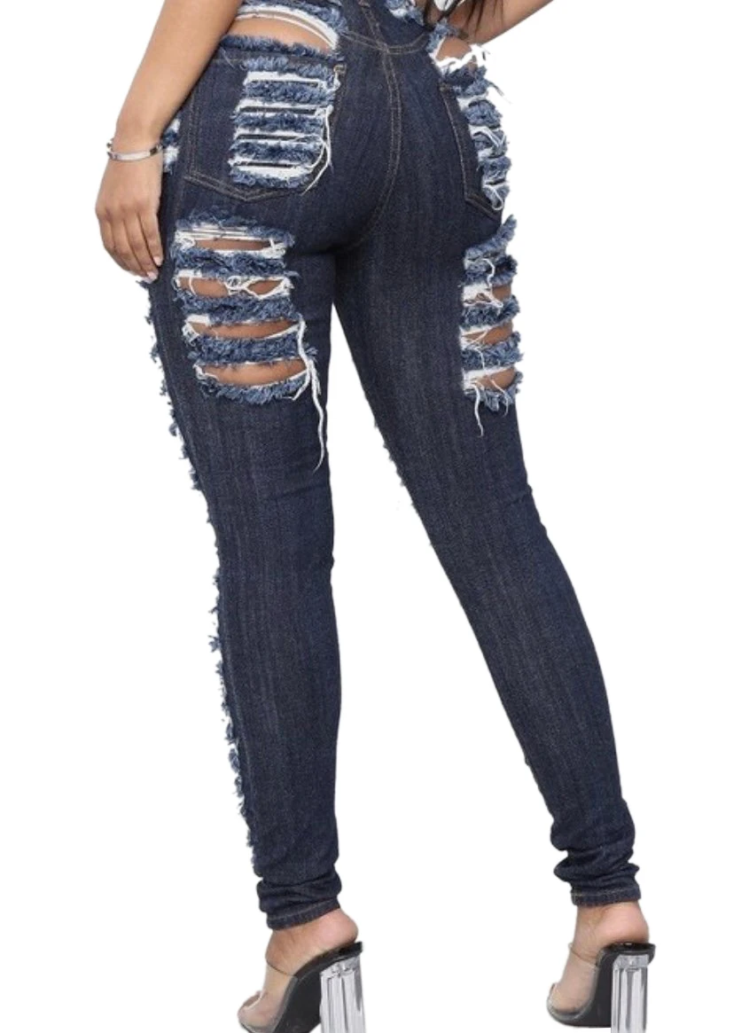 Wjustforu, сексуальные джинсы с дырками, штаны для женщин, облегающие, модные, Клубные, узкие, джинсовые брюки, женские, выдалбливают, синие, повседневные джинсы, брюки
