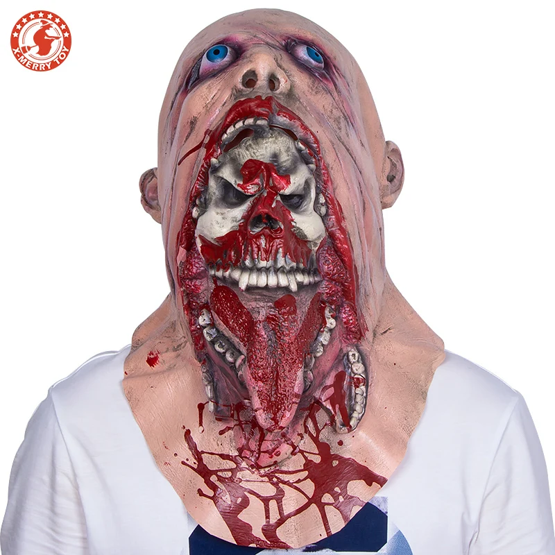 

2018 Hot Full Face Melting Zombie Bloody Undead Horror Adult Latex Scary Insane Halloween Mask