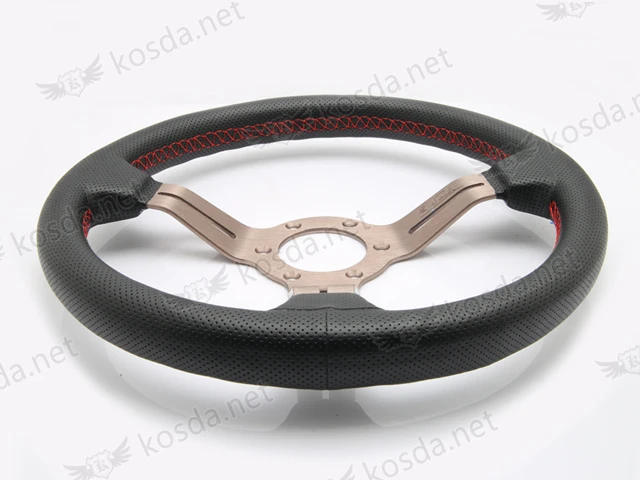 330 мм замшевое рулевое колесо Deep Corn Nob классическое Рулевое колесо черный Gumetal алюминиевый спиц с красной строчкой итальянский бренд ND - Цвет: Leather gumetal spok