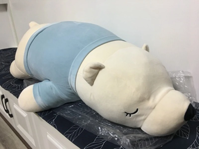 Dorimytrader Pop Cuddly Soft Fat Anime Polar Bear Plush Pillow Large Stuffed Animals White Bear Toy Doll Nice Gift Decoration 80cm 100cm 130cm DY50083 (18)
