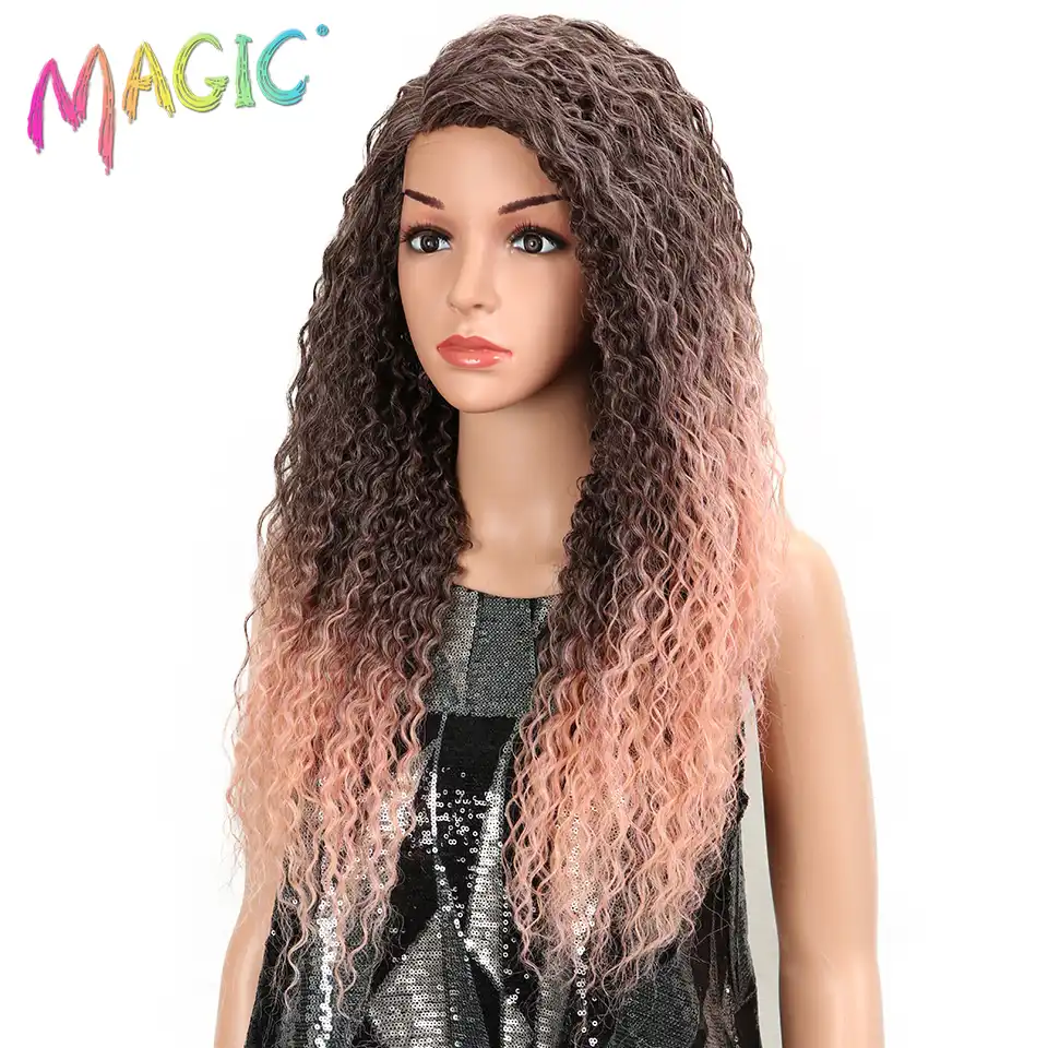 Magic Wigs For Black Women Kinky Curly Hair 26 Synthetic Side