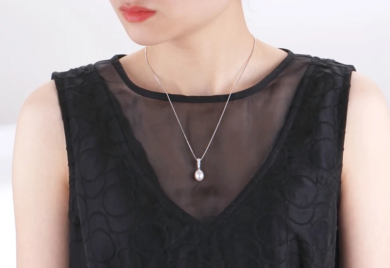 Модное ожерелье с подвеской из натурального черного жемчуга s 925 пробы Серебряное ювелирное изделие для жемчужное ожерелье для женщин серебряная цепочка аксессуары подарок