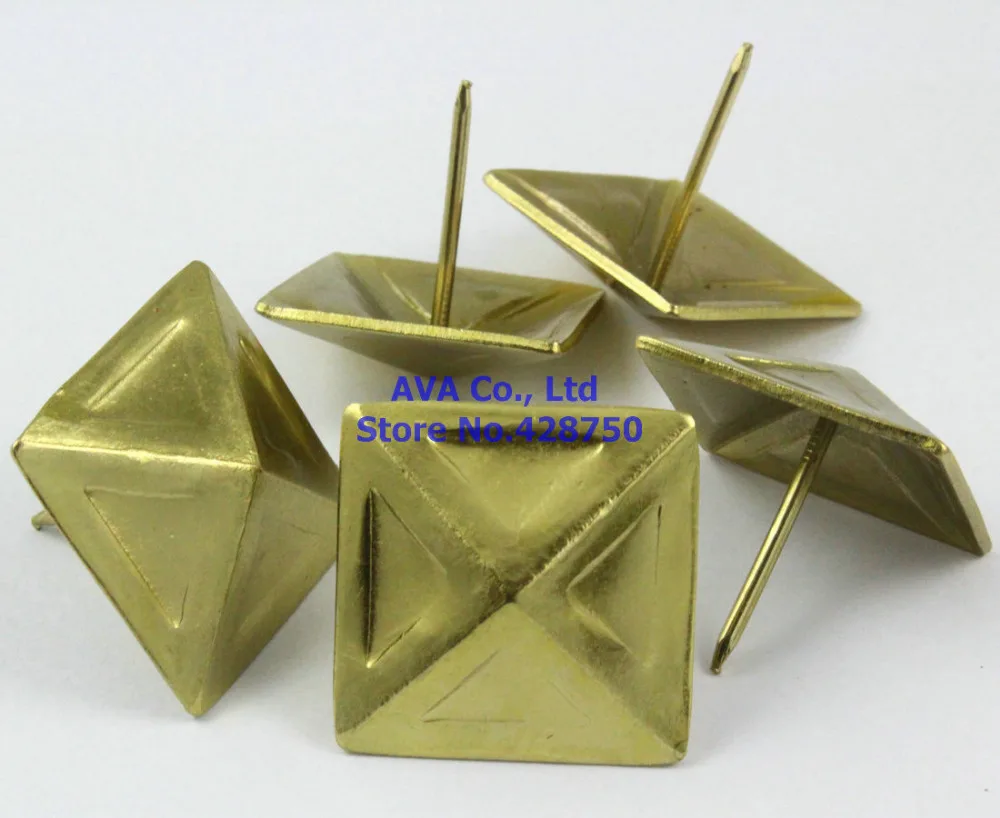 20 штук 30x30 мм золотые квадратные гвозди для обивки ногтей
