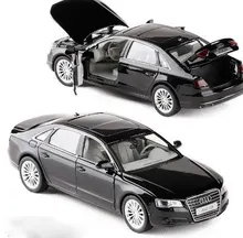 High simulation 1:32 AUDI A8 Alloy Car Model Metal Toy Vehicles With Pull Back Flashing Musical For Kids Toys
