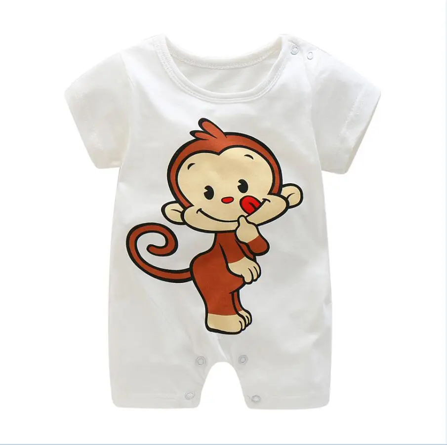 Summer New Style Short Sleeved Girls Dress Baby Romper Cotton Newborn Body Suit Baby Pajama Boys Animal Monkey Rompers 2022 hot Bamboo fiber children's clothes Baby Rompers