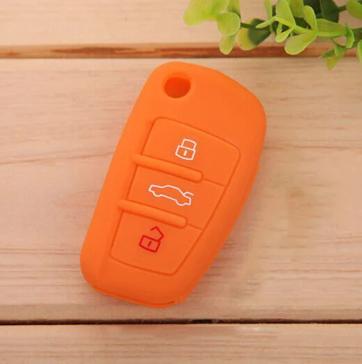 Силиконовые ключи крышка подходит для Audi a1 a3 a4 a5 a6 a7 a8 r8 Tt s5 s6 s7 s8 Sq5 q5 q7 Rs5 раза удаленное ключ брелок чехол Брелок - Название цвета: Orange