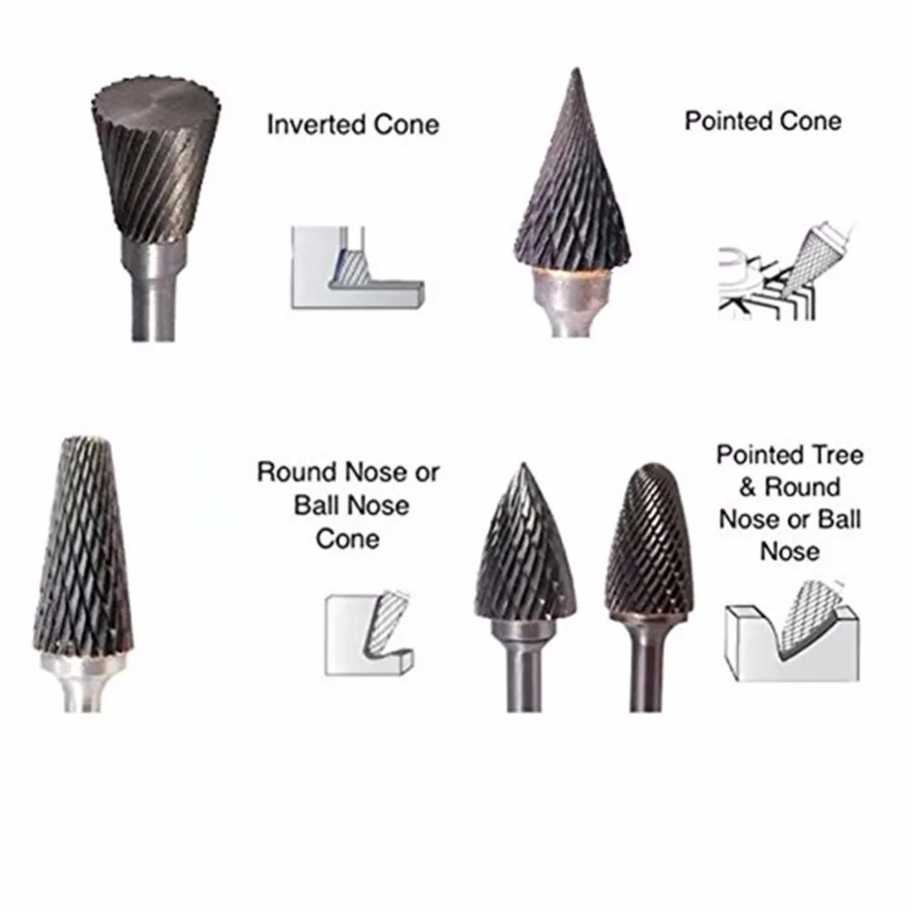 10 шт./компл. Вольфрам Сталь одноцветное Твердосплавный бор ротационные напильники Алмазный Цанговая