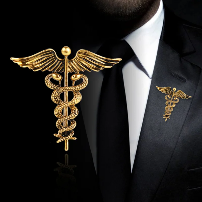 

Vintage Men's Badge Gold Silver Angel Wing Brooch Creative Metal Snake Brooches Lapel for Women Men Shirt Collar Clothing
