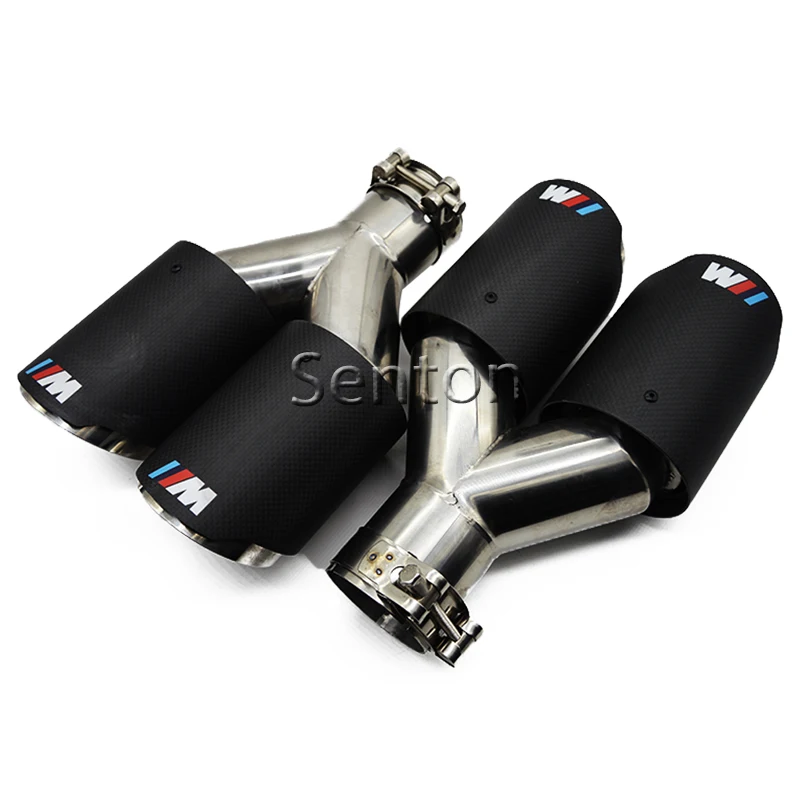 

2pcs High Quality Twin Outlet Carbon Fiber Car Exhaust Pipe Muffler Tip Cover Modified For BMW M Motorsport Power Performance