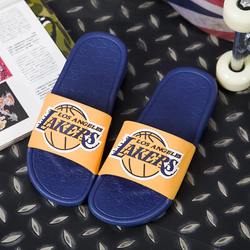 

2019 Fashion Mens Summer Slippers Los Angeles LA Lakers Houston Rockets Fans Sports Slipper Men Outdoor Slipper Flip-Flops 1819M