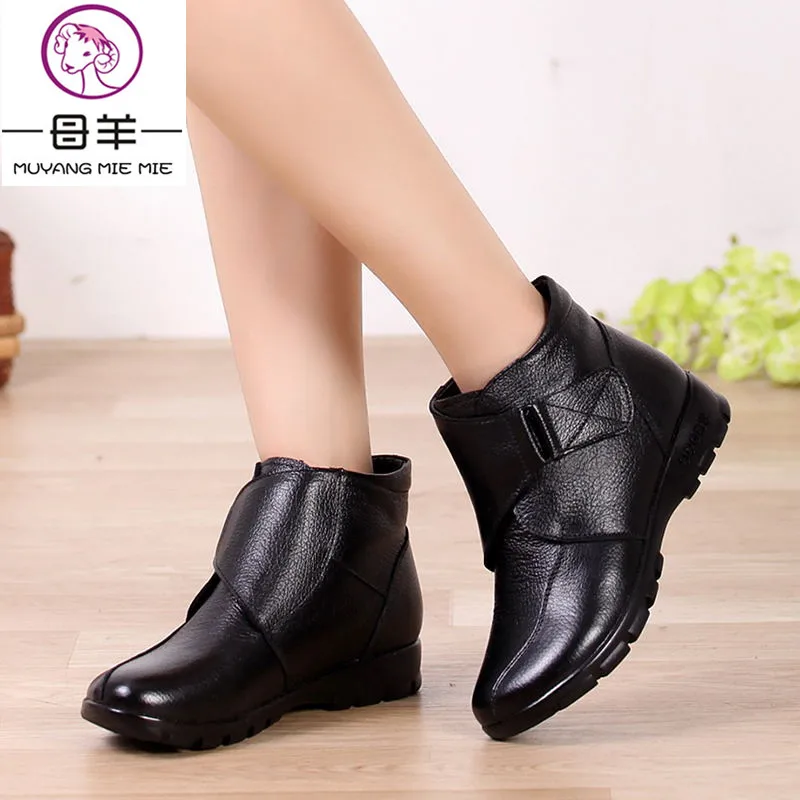 Женские ботинки из натуральной кожи на плоской подошве|shoes boots women|boots armyboot shoe service |
