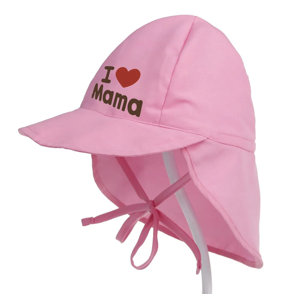 Летняя Детская Солнцезащитная шляпа, Детская уличная Защита от УФ Пляжные кепки, детская шапочка для плавания для мальчиков и девочек 0-5 лет - Цвет: i love mama pink