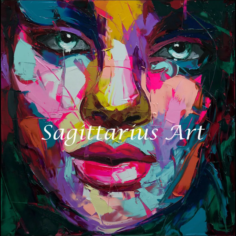 

Francoise Nielly Designers Hand Painted Untitled 527 Cool Face Palette knife Abstract Oil Painting Canvas Home Decor Fine Art