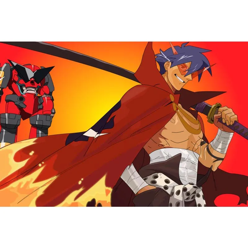 Пользовательские двери Кухня поп RetroPosters Gurren Lagann символов холст шелка украшения комнаты 27x40 см - Цвет: Poster