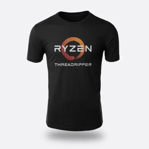 AMD Ryzen Threadripper процессоры черные мужские футболки Размер S-3XL Летние с круглым