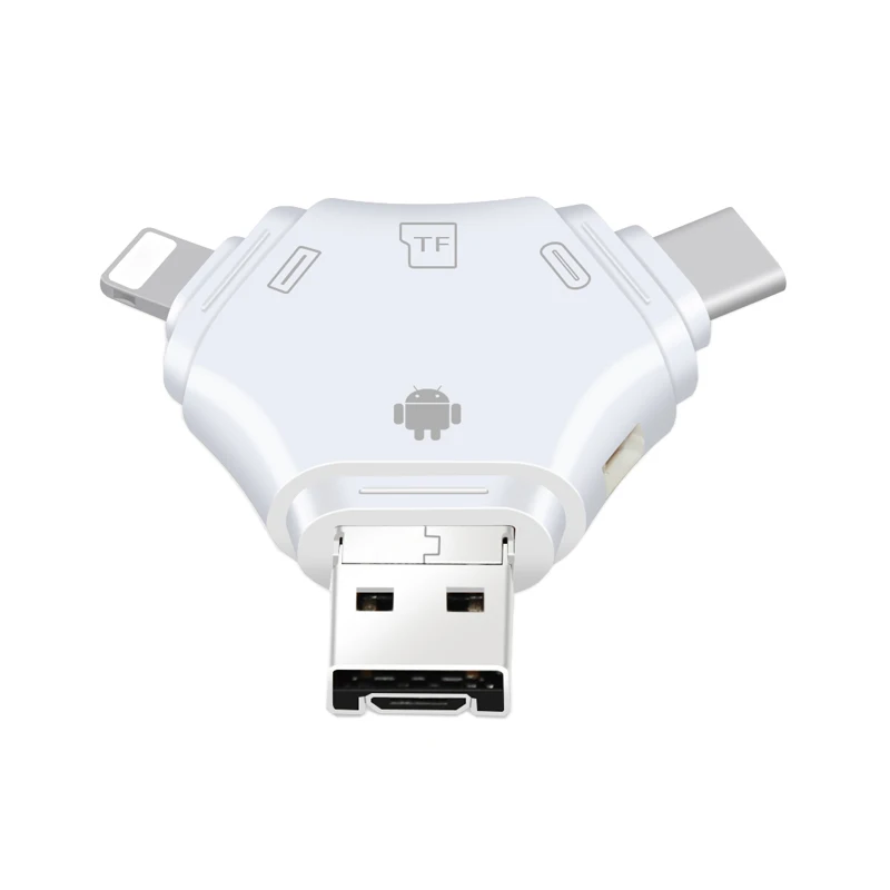 

4 in 1 Type-c/Lightning/Micro USB/USB 2.0 Memory Card Reader Micro SD Card Reader For Android iPad/iPhone 7 plus 6s OTG Reader