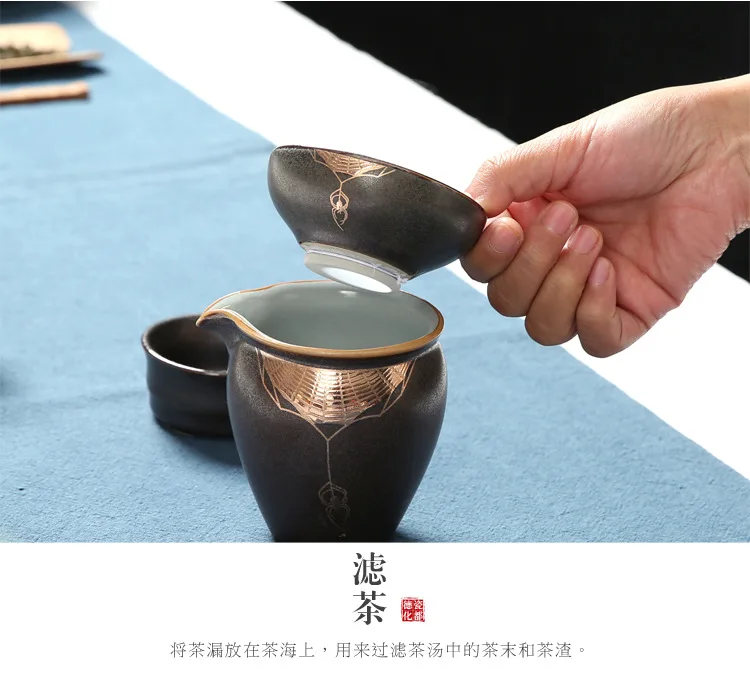 Окрашенная Золотая глазурь чайный набор кунг-фу японская керамика домашний подарок домашний декор для офисного стола чайный набор кунг-фу лоток оптом