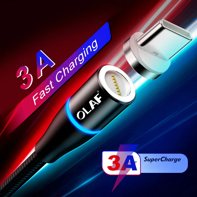 

3A Magnetic USB Type C Cable For Samsung Xiaomi Redmi Note 7 K20 Oneplus 6t Fast Charging USB C Charger Mobile Phone USBC Cable