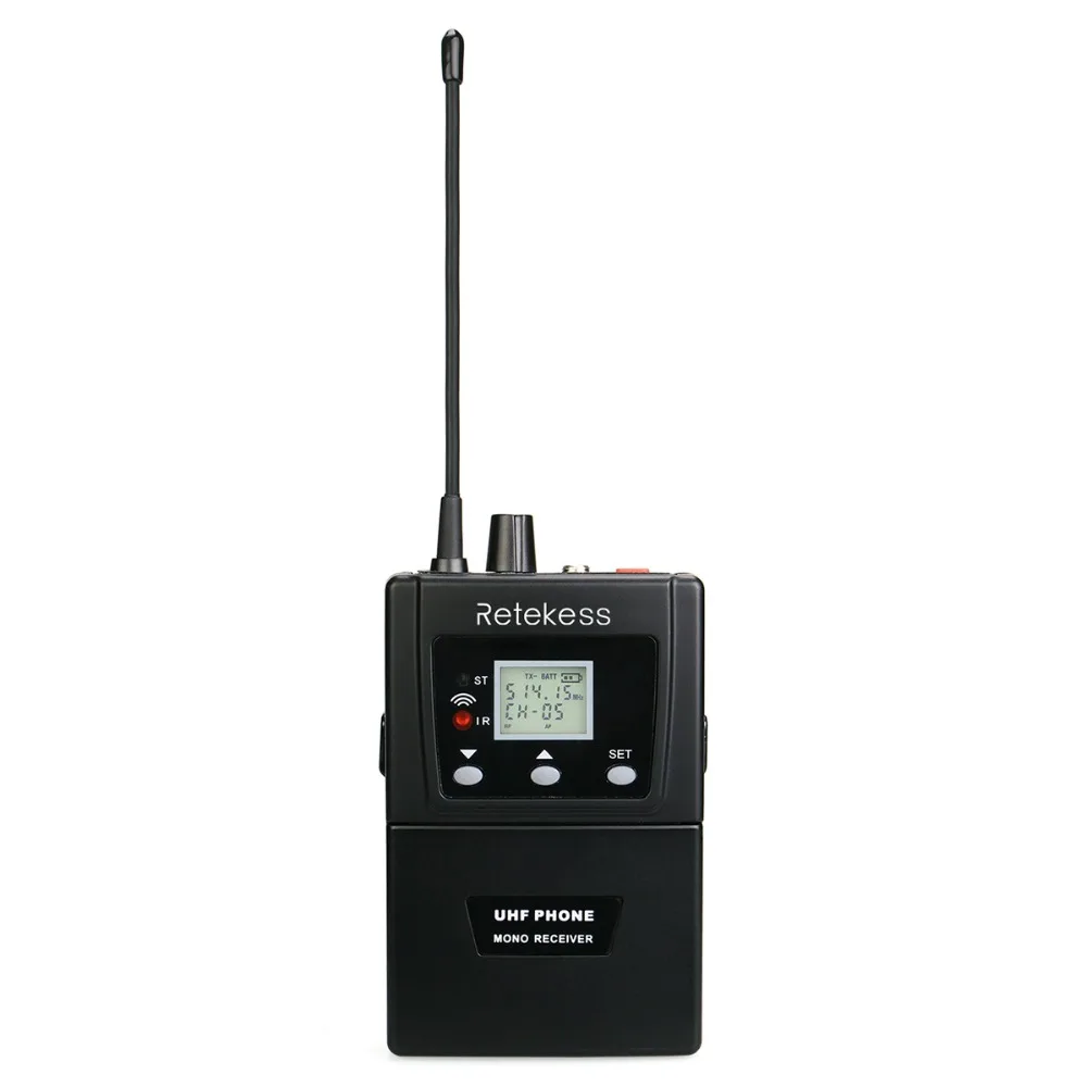 RETEKESS نظام المؤتمرات اللاسلكي RF نظام الترجمة الفورية 1 UHF MIC الارسال + 5 UHF الهاتف أحادية استقبال