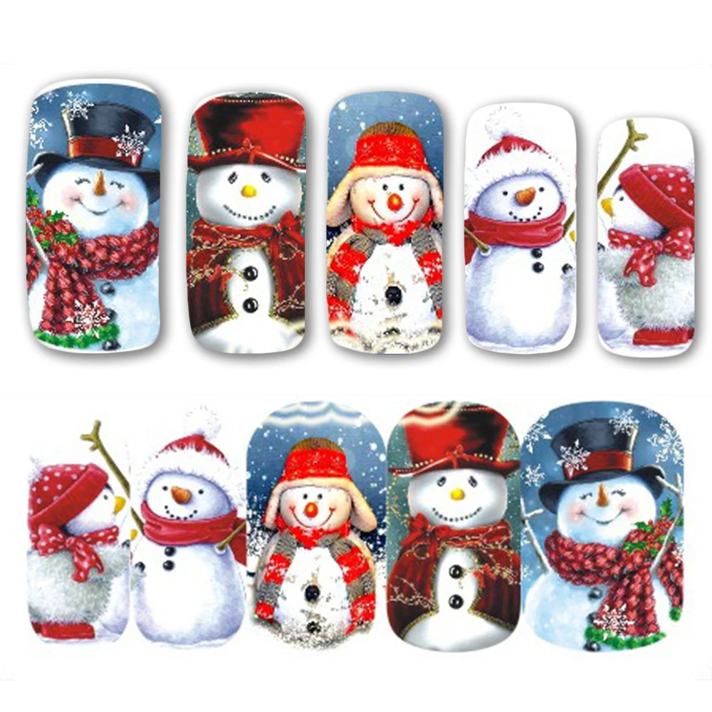 

NEW 2017 1pcs Christmas Theme Xmas Santa Snowman Designs for Nail Art DIY Craft Wraps Water Transfer Sticker Nail Decal SAA1149