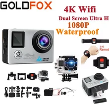 Ультра HD 4K экшн-камера Wifi 1080P 16 МП двойной экран 170D Go Водонепроницаемая профессиональная камера на шлем 4K Спортивная камера Мини DVR+ пульт дистанционного управления