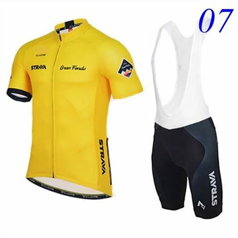 

2018 Men strava Pro Team Summer Mountain Racing Bike Clothing/Breathable Quick Dry Cycling Jersey Sets+9D Gel Pad BIB Shorts