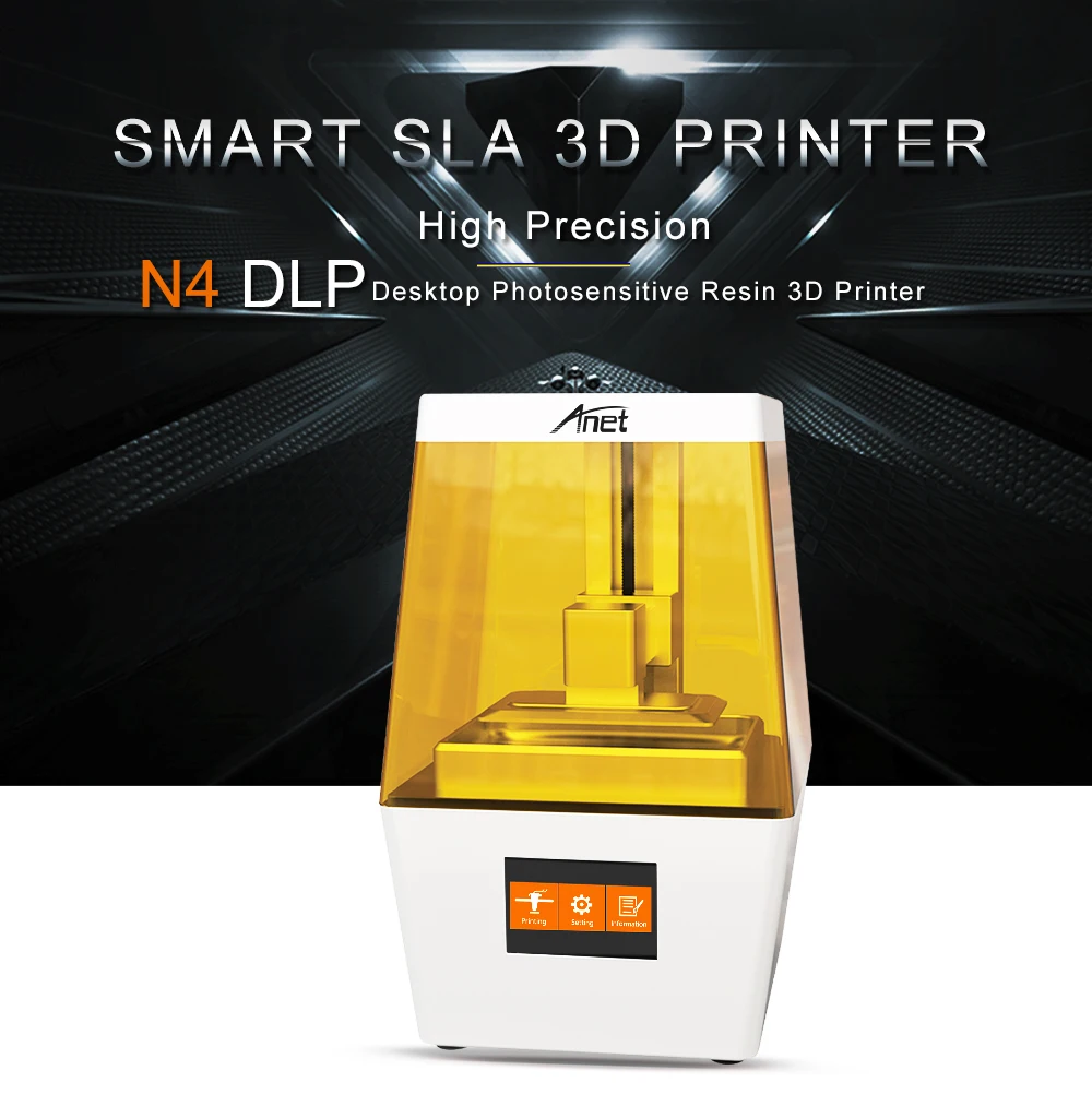 Anet N4 DLP 3,5 ''цветной сенсорный экран Макс 45мкм Высокая точность фоточувствительная Смола Настольный DIY Набор 3d принтер машина